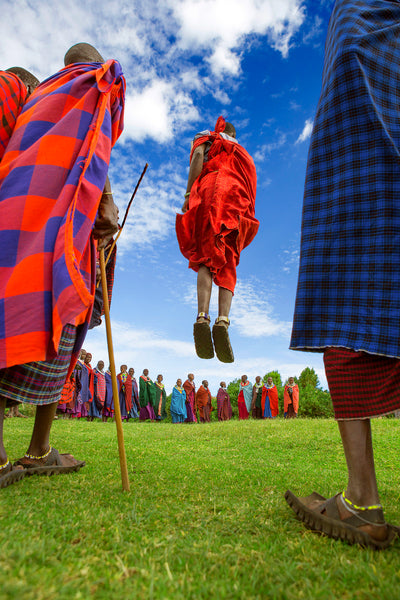 Masai Mara tribal welcome - Bells Fine Art