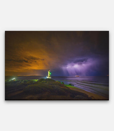 Point Lonsdale Lighthouse Night Storm and Lightning - Bells Fine Art