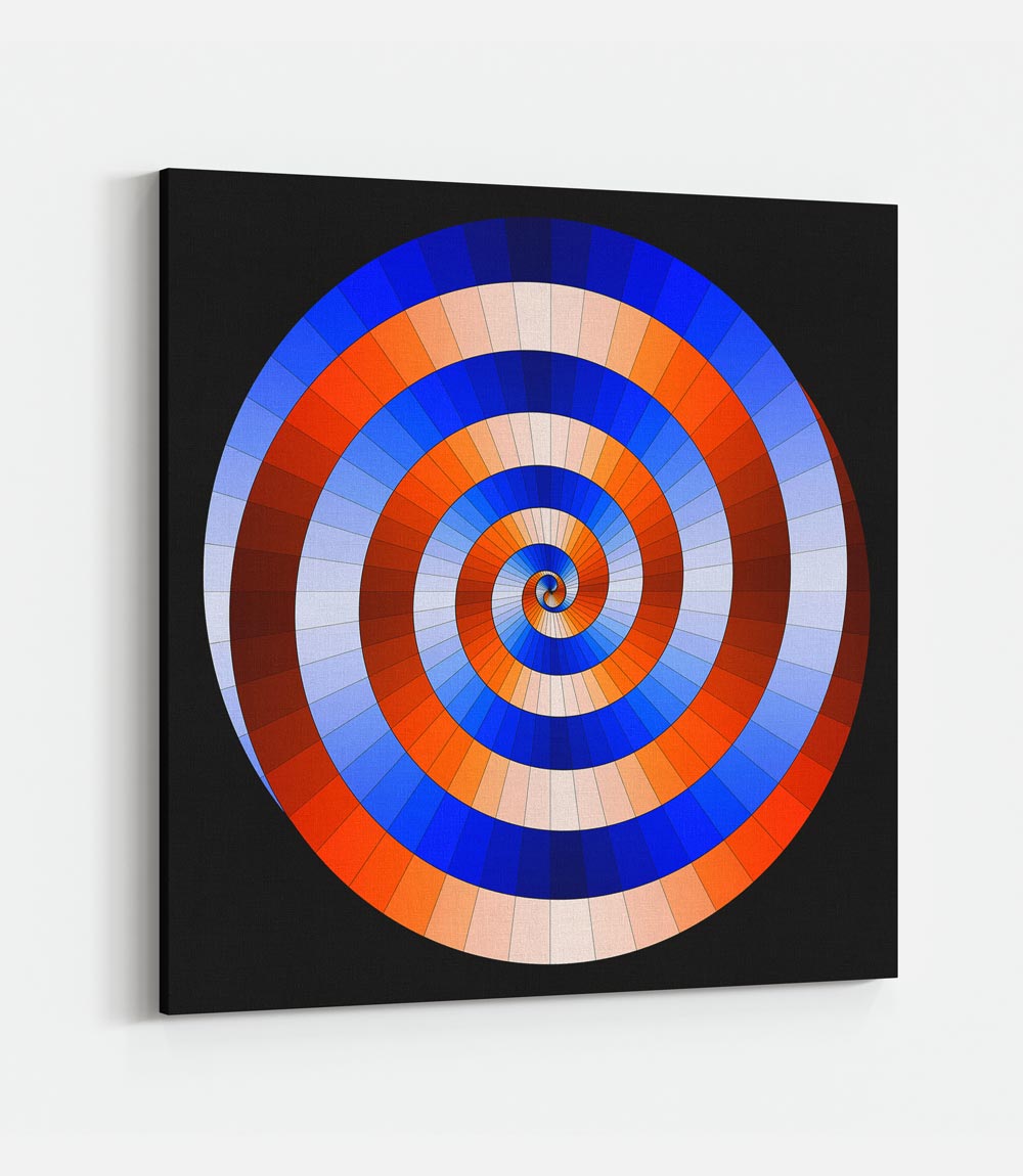 2 Fibonacci Twirls Lines with Blue and Red Gradient - Bells Fine Art