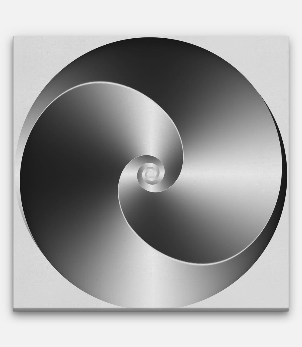 2 Fibonacci Twirl Lines with Black and White Gradient - Bells Fine Art