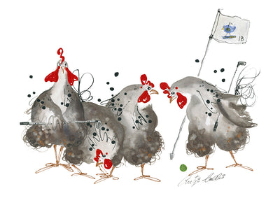 Golf chickens - Bells Fine Art