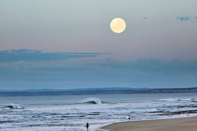 Moon setting over 13th Beach, Barwon Heads - Bells Fine Art