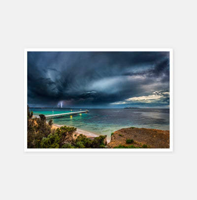 Queenscliff Storm lightning - Bells Fine Art