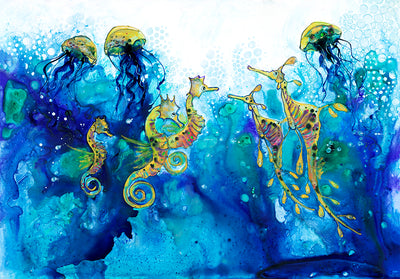 Seahorses and Jellyfish - Bells Fine Art