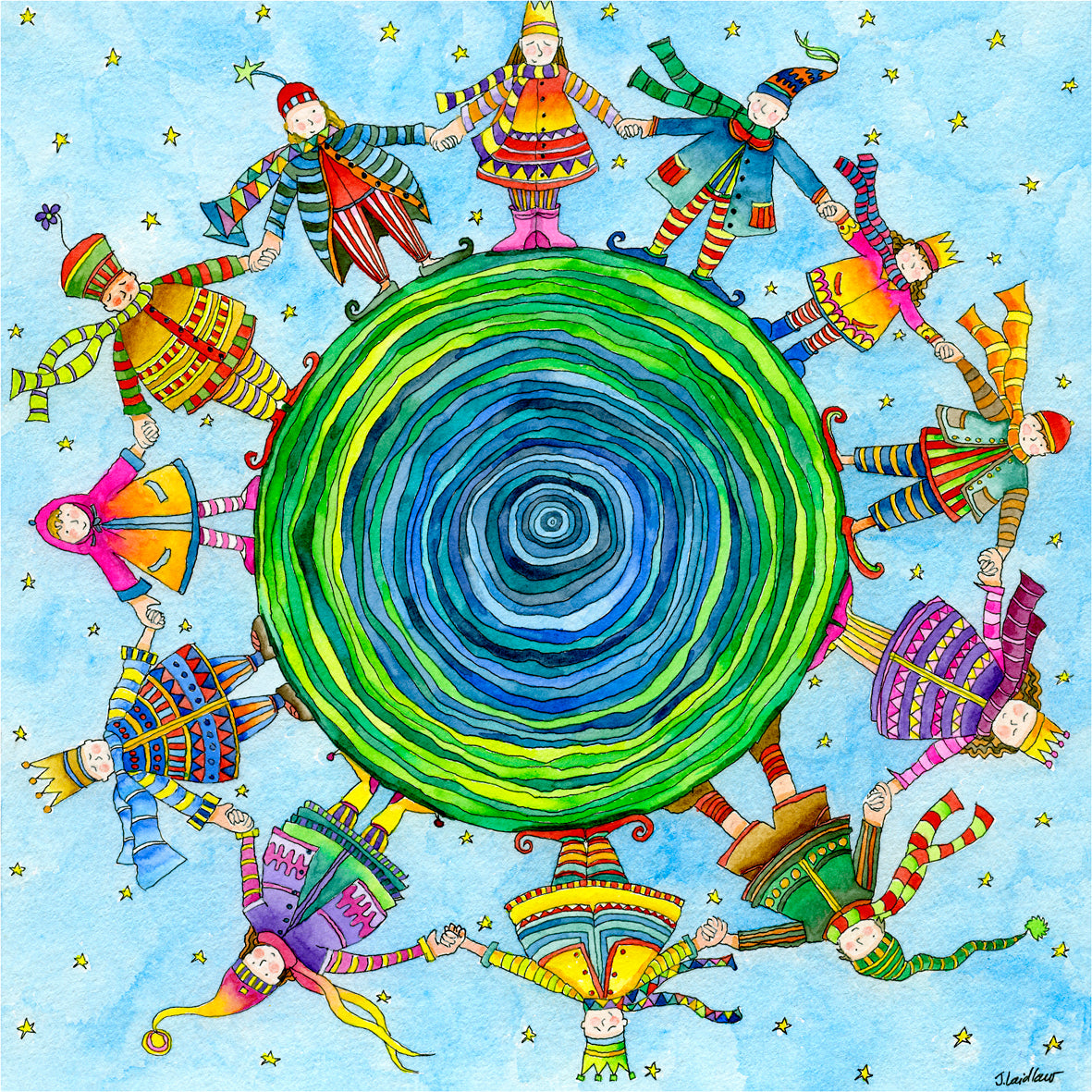 The world is round so friendship can encircle it popped | Limited Edition - Bells Fine Art